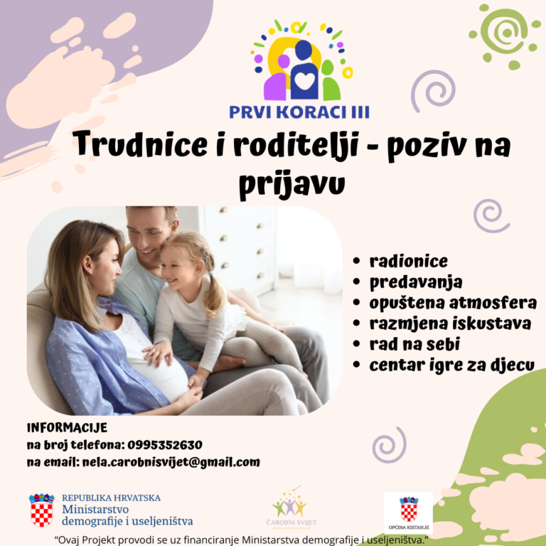 Trudnice i roditelji – poziv na prijavu za Prve korake III
